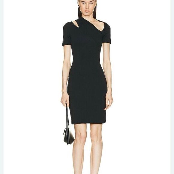 Helmut Lang Dresses & Skirts - Helmut Lang Slash Asymmetrical Cutout Black T-Shirt Mini Dress NWT Size Medium